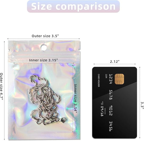 100Pcs Holographic Packaging Bags, 3.5x4.7 inch Resealable Foil Pouch Mylar - Image 2