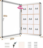 Mifuro 38"x28" Enclosed Bulletin Board, Lockable Weather-Resistant Aluminum - Image 5