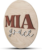 Custom Round Nursery Name Sign, Personalized Wooden Wall Plaque, Baby Shower