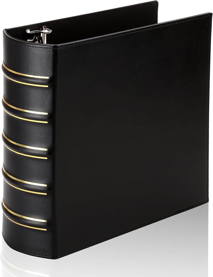 LETVPVOW Vintage Hardback 3 Ring Binder 3 Inch, Professional Leather Binder 3 by VintageLeather3RingBinder