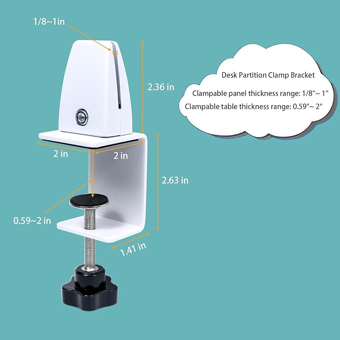 Adjustable Desk Divider Partition Clips, Sneeze Guard Support Clamps - Image 2