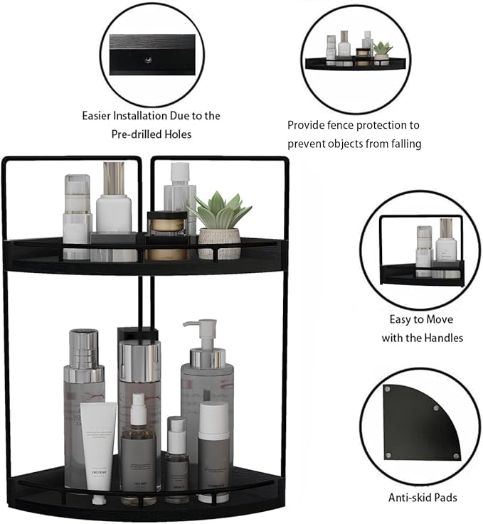 Dorhors 2-Tier Bathroom Counter Organizer, Vanity Counter Corner Shelf - Image 4