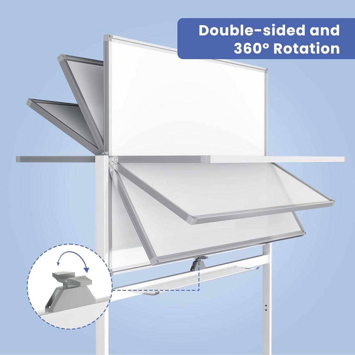 Rolling White Board on Wheels, 72" x 48" Large Dry Erase Board with...