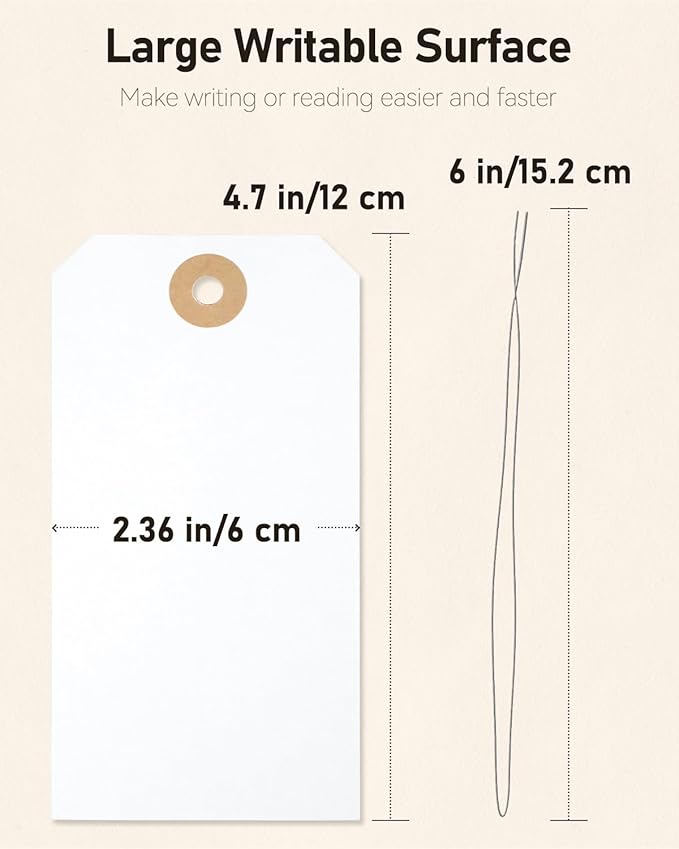 Uniclife 100 Pcs Manila Tags White Blank Shipping Tags - Image 6