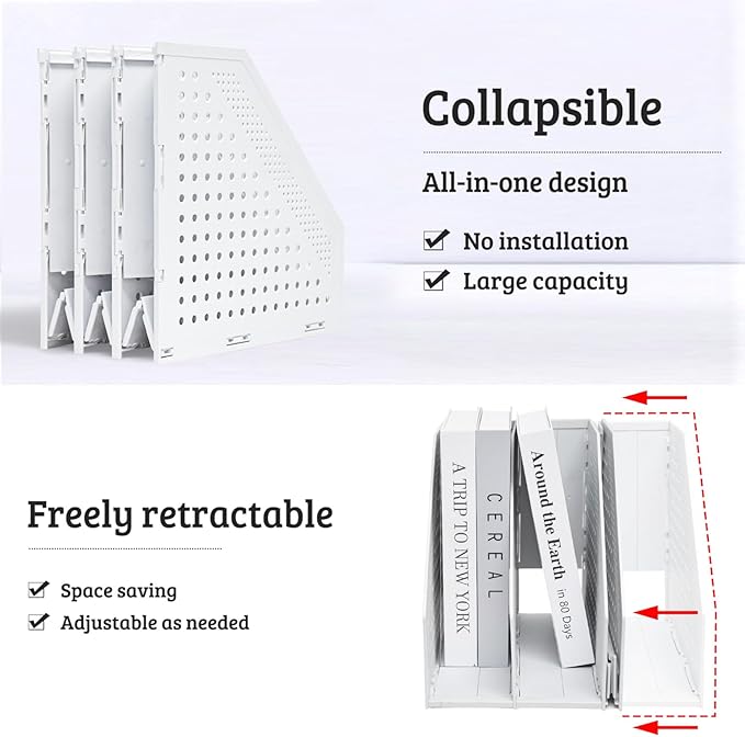 SAYEEC 1Pcs Collapsible Plastic Magazine File Holder Vertical Binder Storage - Image 3