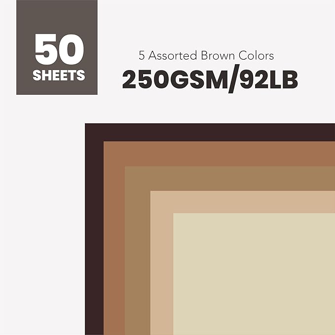 BearBoss Brown Cardstock Paper 8.5x11 50 Sheets, Heavyweight 92lb Cover - Image 2