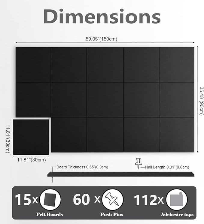 G Gamit Large Felt Wall Tiles Bulletin Board 59”x36”, Large Cork Board - Image 2