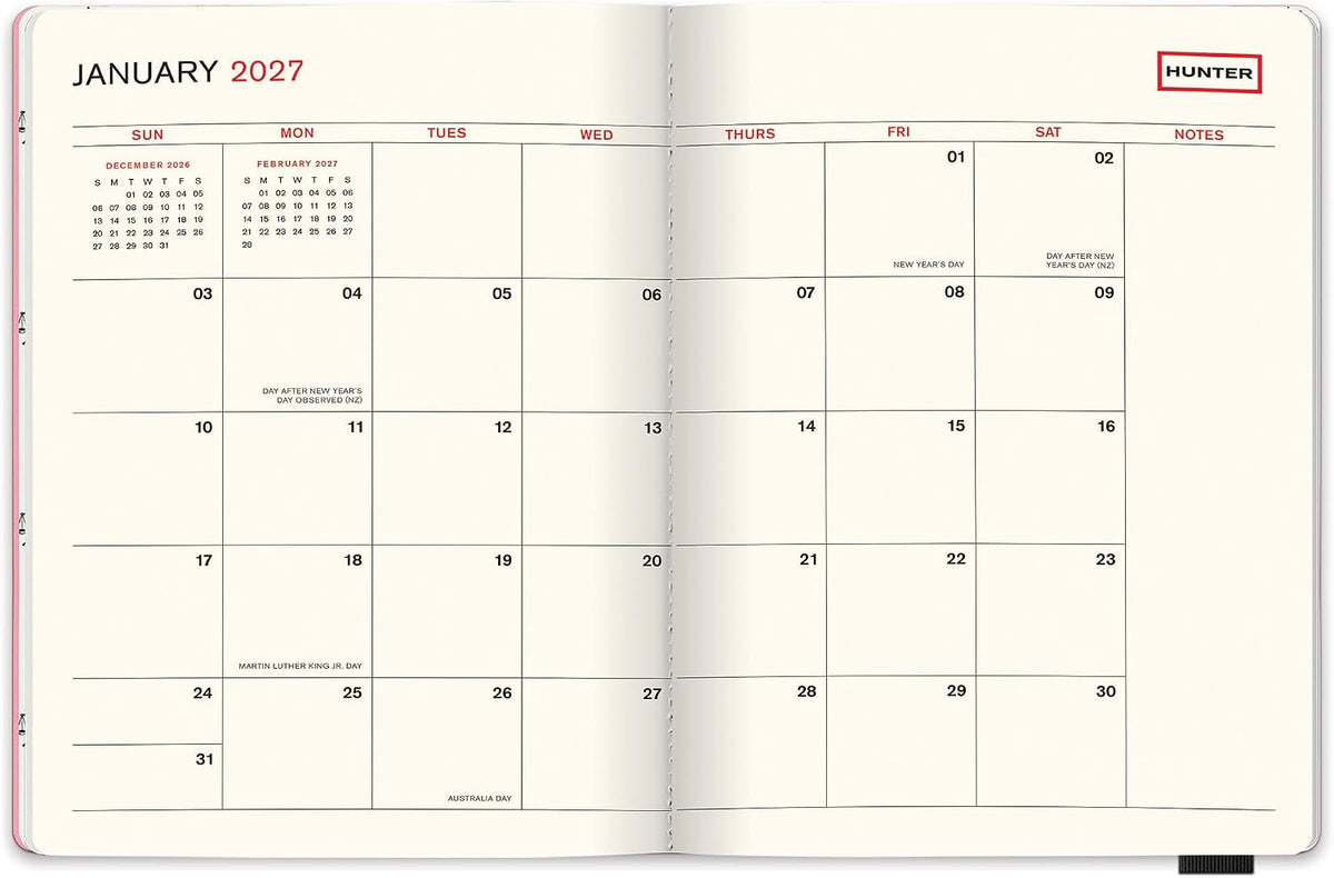 2027 Hunter Jotter Medium 17-Month Calendar Work Planner, Purring Pink