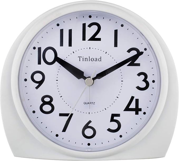 Tinload 5.5" Large Analog Alarm Clock Silent Non Ticking, Gentle Wake, Beep by Tinload