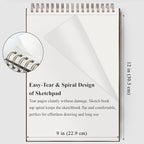 9 x 12 inches Sketch Book, Top Spiral Bound Sketch Pad, 4 Pack 100 Sheets Each - Image 4