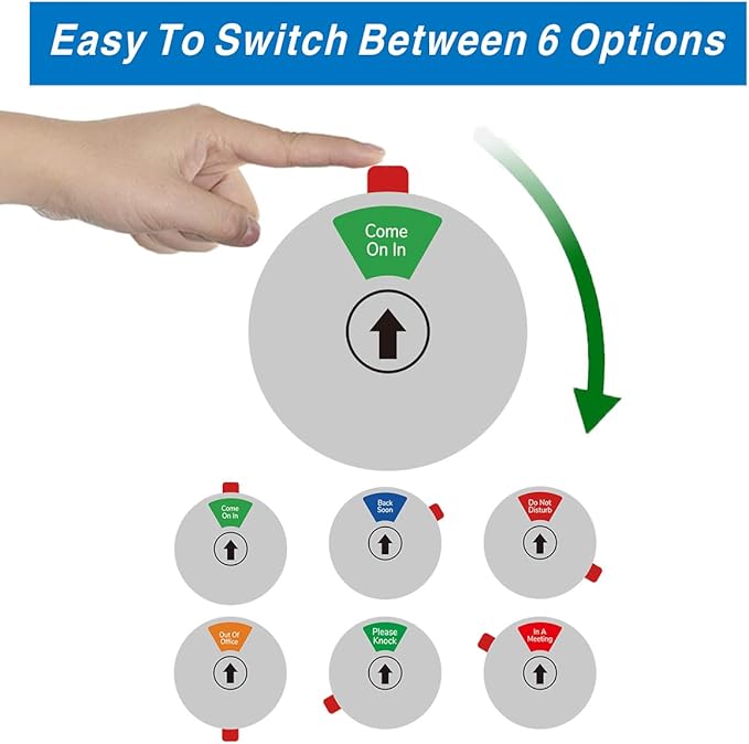 Beiyier 2 Pack 6 Option Office Privacy Sign, Round Rotating Hanger Business - Image 2