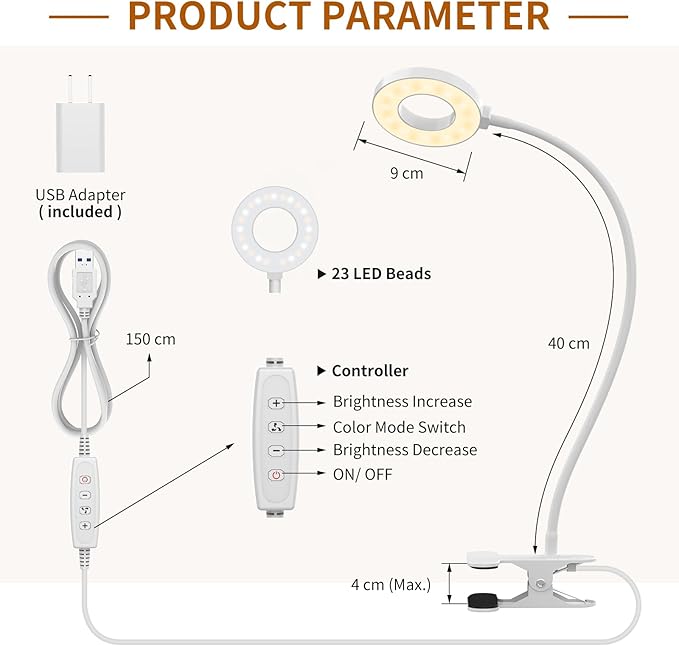iZELL Reading Light, USB Clamp Lamp - Image 6
