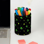 Leather Pen Holder for Desk Green Alien Moon Pencil Cup Desktop Organizer - Image 5