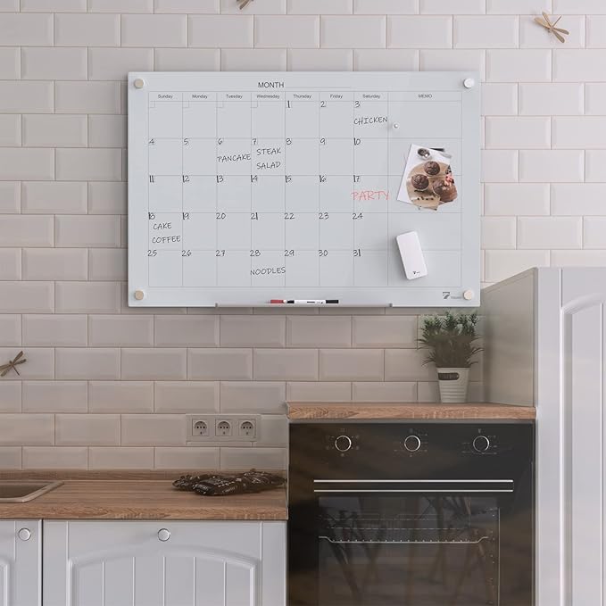 TOWON 47 x 35 Inch Large Glass Dry Erase Board, Magnetic Whiteboard Calendar - Image 2