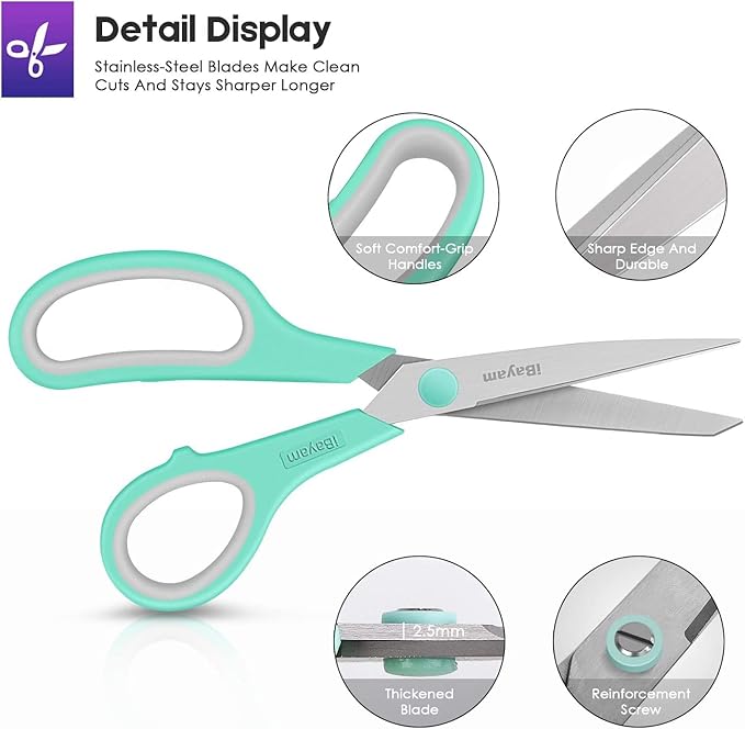 iBayam 8 '' Multipurpose Heavy Duty Scissors Bulk 36-Pack, 2.5mm Thickness - Image 3