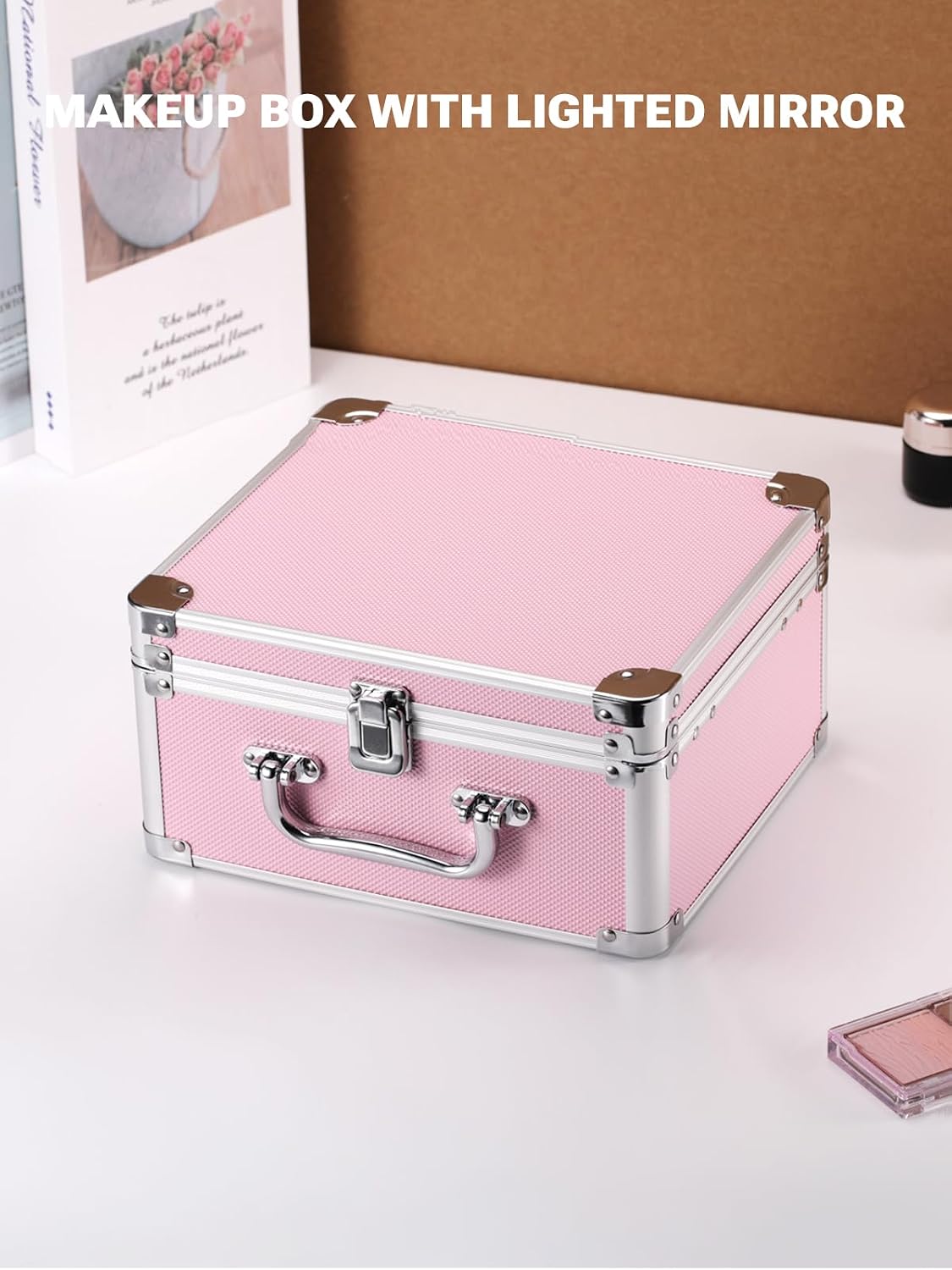Qislee Makeup Box with Detachable Magnetic LED Mirror, Travel Train Case