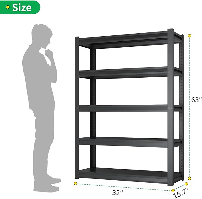 CBCNWR 63''H Garage Storage Shelves, 1800LBS Steel Heavy Duty Storage Shelves - Image 2