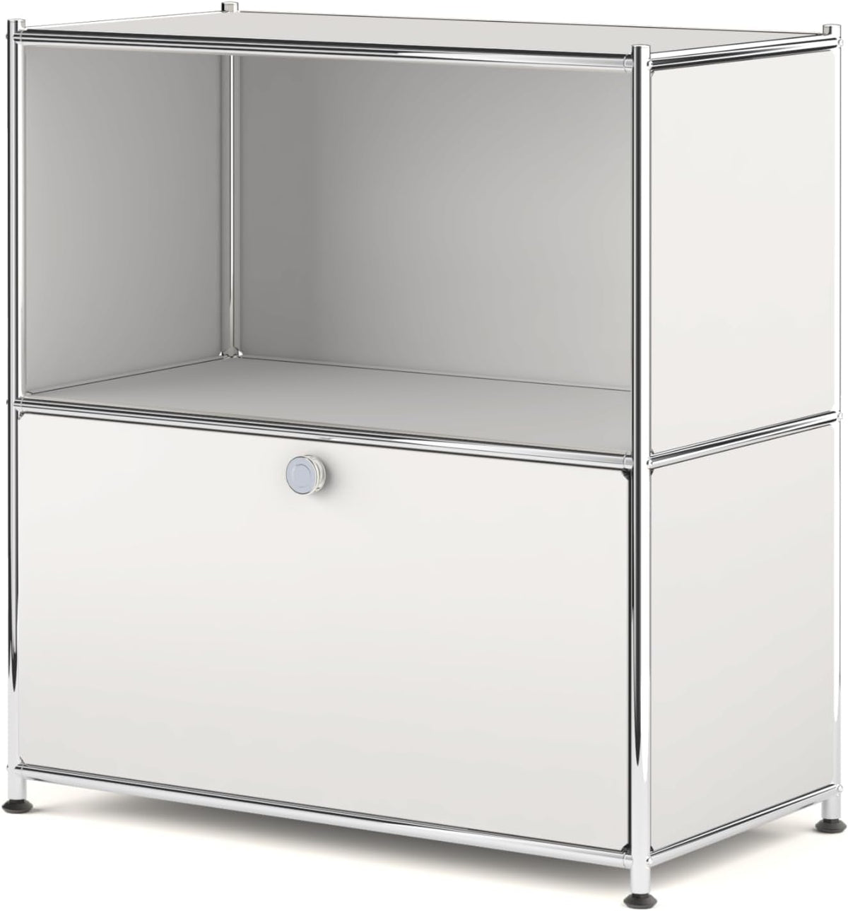 32.5-Inch Flip-Top Storage Cabinet with Detachable Wheels, Metal Side Table a...