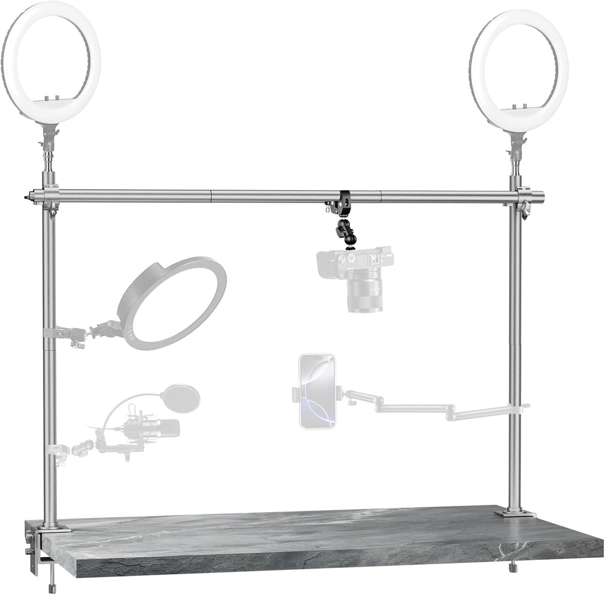 Overhead Camera Mount Rig, Adjustable Aluminum Tabletop Platform