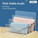 Halyuhn Acrylic File Organizer, 4Sections Clear Desk Organizer - Image 5