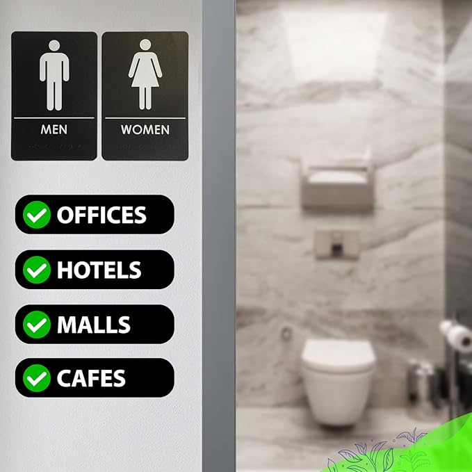 USA Made - Men's and Women's Restroom Signs ADA-Compliant Bathroom Door Signs - Image 5