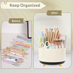 SKYDUE 360 Rotating Organizer, Dual-Purpose Pencil Pen Holder, 5-Slot Rotating - Image 4