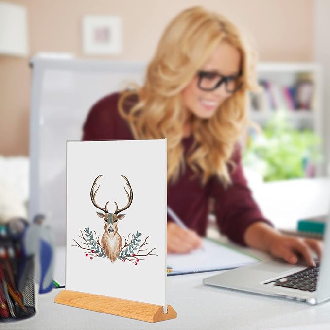 TONICE® 3 Pack 5x7 Acrylic Sign Holder T Shape Clear Acrylic Double Sided Frames - Image 6