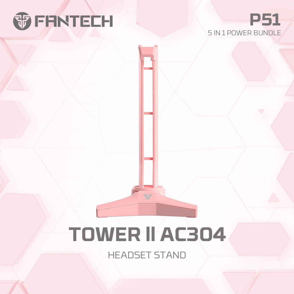FANTECH P51S 5-in-1 Gaming Bundle: RGB Keyboard Mouse Headset Stand Pad, Pink