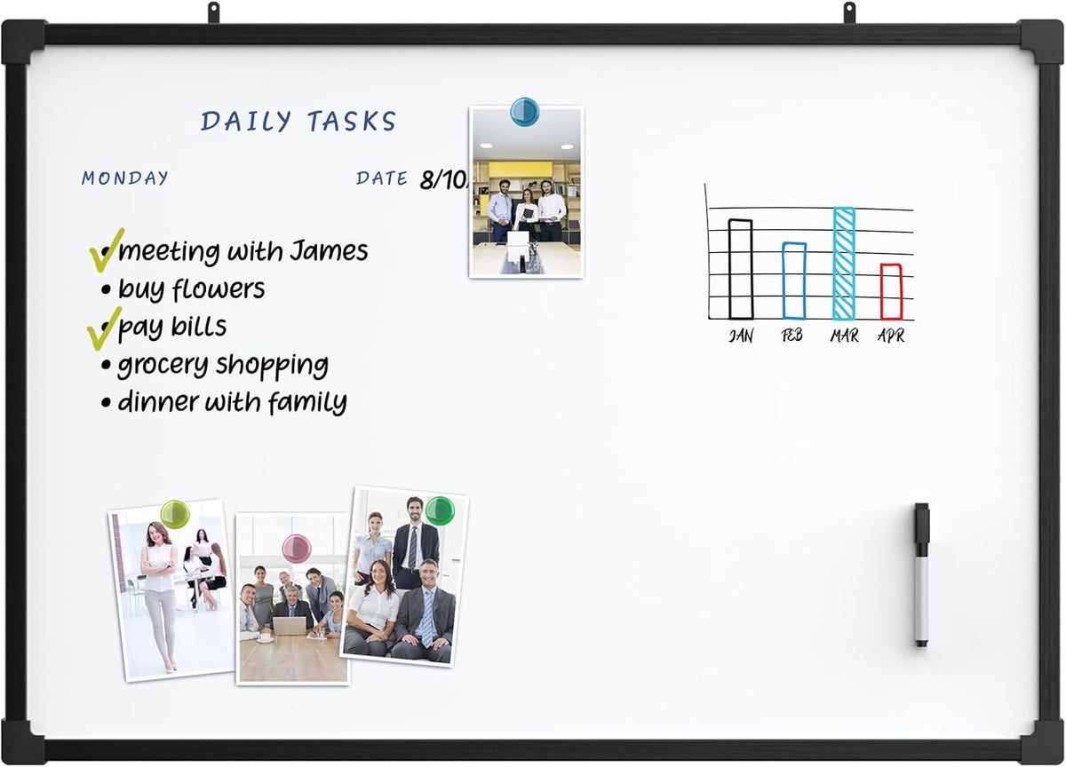 MaxGear 36" x 24" Magnetic Double-Sided Dry Erase Board, Aluminum F...