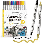 TRANSON 12 Color Bold and Fine Dual-tip Acrylic Paint Pen Set by Transon
