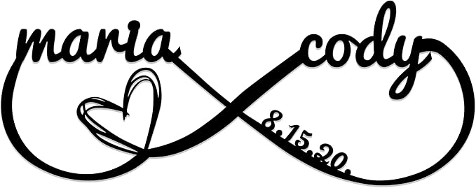 Personalized Valentines Day Metal Wall Sign, Custom Infinity Heart Love Couple by Unknown