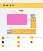 HOUSELABELS 2.25" x 1.25" Pink Address Labels on 1" Core Compatible - Image 4