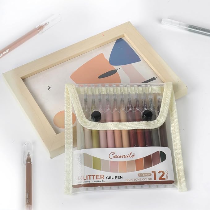 CAISEXILE 12 Skin Tone Glitter Gel Pens Set, 1.0 mm Fine Point - Image 7