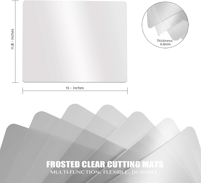 Fotouzy Plastic Cutting Board Set of 7, Frosted Clear Flexible Cutting Mats - Image 2