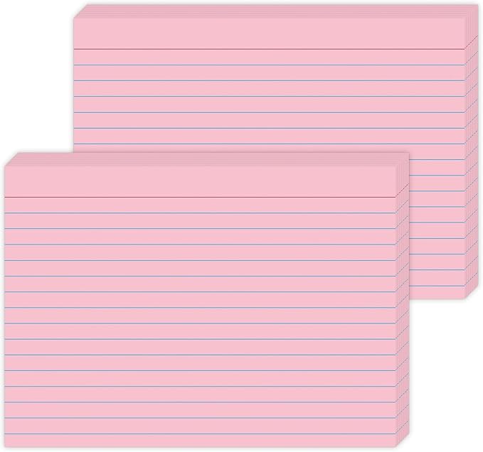 JINMIKEJI Pink Ruled Index Cards 5x7 Inch by JINMIKEJI