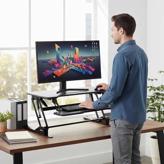 Mount-It! 38" Standing Desk Converter, Desktop Sit-Stand Desk Riser - Image 2
