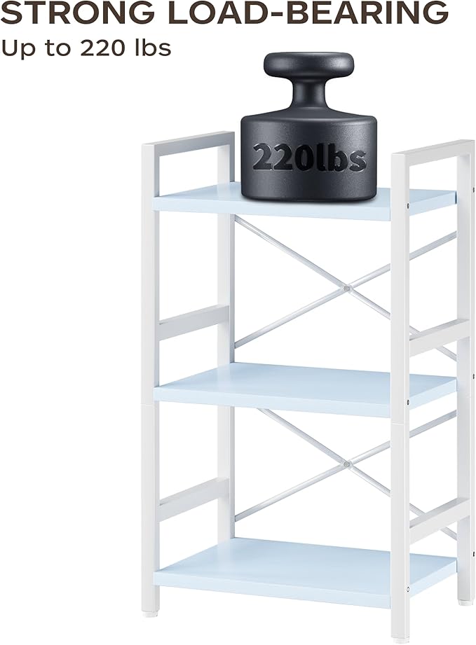 Homeiju Bookshelf, 3 Tier Industrial Bookcase, Metal Small Bookcase, Rustic - Image 7