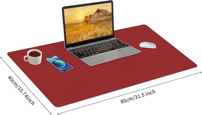 Bloss Red Desk Mat, Leather Desk Matt - Image 5