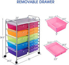 LDAILY 15 Drawer Rolling Storage Cart, Rolling Cart - Image 3
