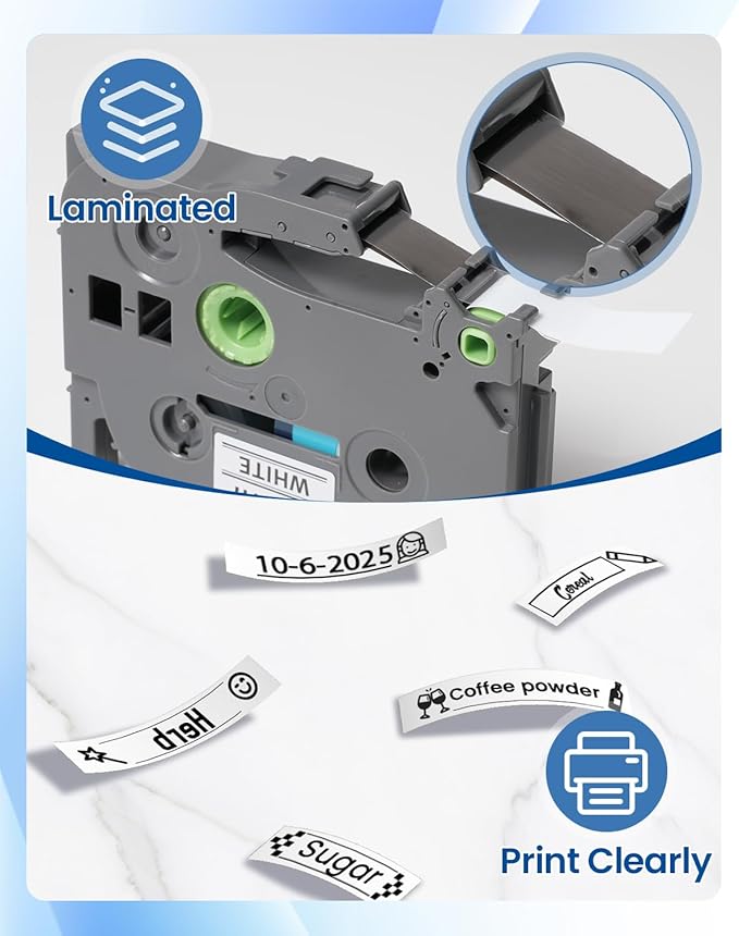 Pillex TZe-231 TZe TZ Tape 12mm 0.47 Laminated White AZe Label Tape Replace - Image 4