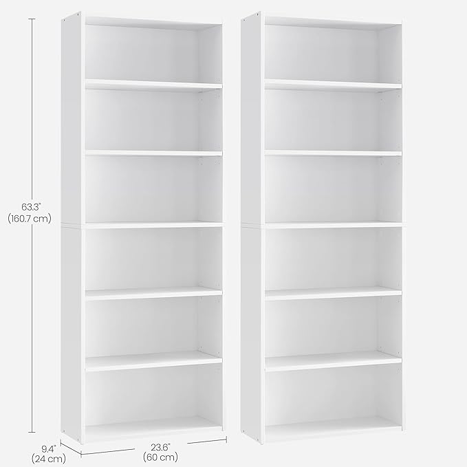 VASAGLE Set of 2 Bookshelves, 23.6 Inches Wide, 6-Tier Open Bookcases - Image 3
