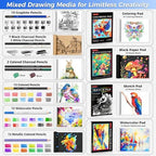 drawing set sketching kit, pro art supplies sketch showing dimensions