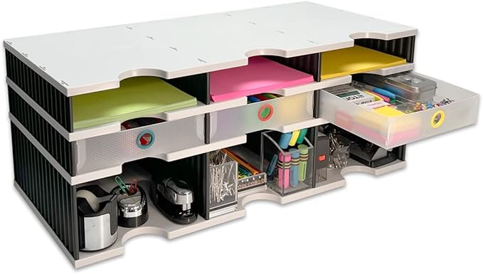 Desktop Organizer 6 Letter Tray Sorter Plus Riser Storage Base & 3 Supply by UltimateOffice
