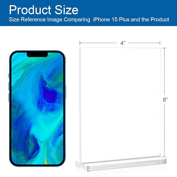 BlueValley 4x6 Acrylic Sign Holder, 12 Pack Plexiglass Picture Frame Double - Image 2