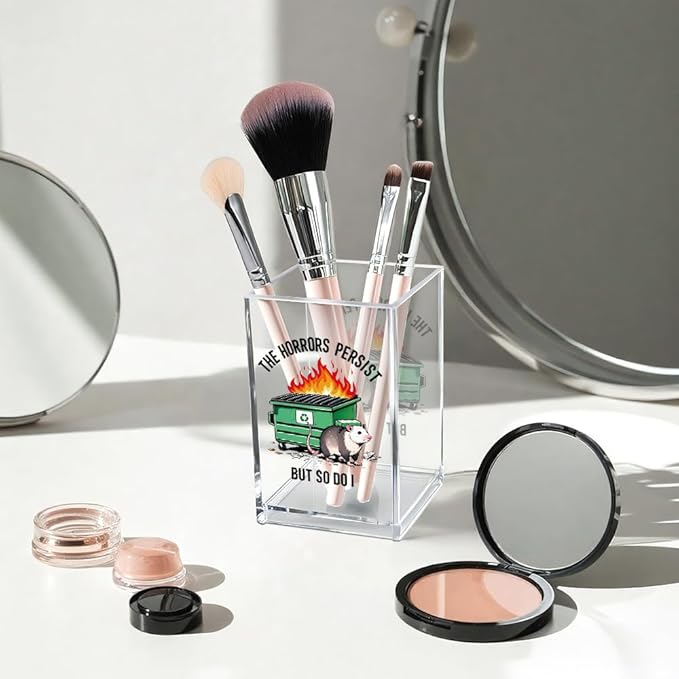 Vgrti The Horrors Persist But So Do I Acrylic Cosmetic Pencil Pen Holder Cup - Image 3