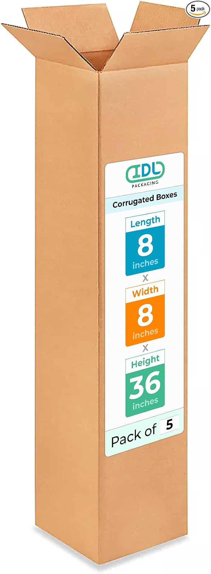 Tall Moving & Shipping Boxes 8 x 8 x 36 inches by IDLPackaging