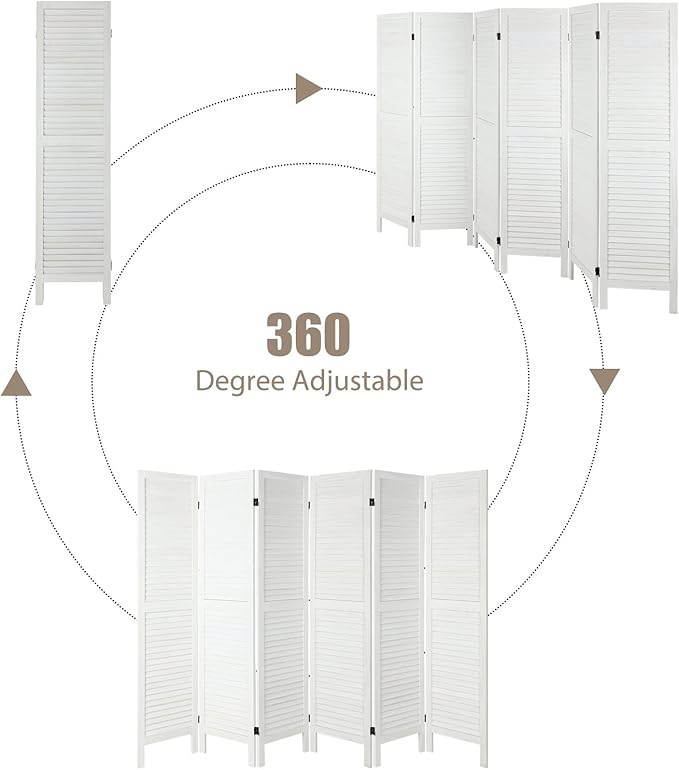 6 Panel Room Dividers and Folding Privacy Screens, Divider - Image 6