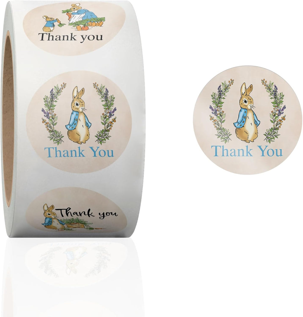 1.5" Thank You Stickers Roll - Thank You Labels for Favors - Small Business Thank You Stickers | 500 Pcs (Peter Rabbit, 1.5 Inch)