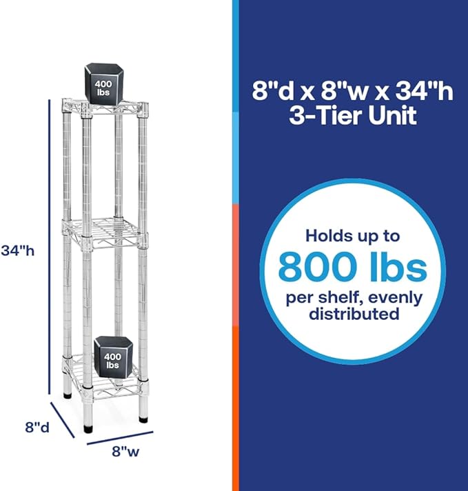 Shelving Inc. 8" d x 8" w Chrome Wire Shelving - Image 2