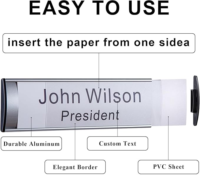 Set of 5 - Nameplate Holder for Wall Mount, 2.36'' x 8'' Curved Office Business - Image 3